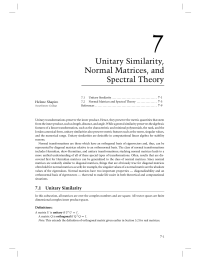 7 Chapter 7 Unitary Similarity Normal Matrices and Spectral Theory