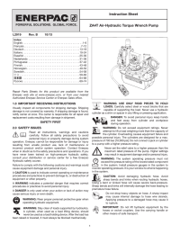 ZA4T Air-Hydraulic Torque Wrench Pump Instruction Sheet