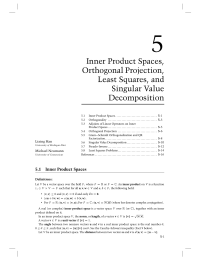 5 Chapter 5 Inner Product Spaces Orthogonal Projection Least Squares and Singular Value Decomposition