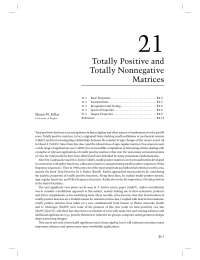 21 Chapter 21 Totally Positive and Totally Nonnegative Matrices