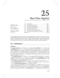 25 Chapter 25 MaxPlus Algebra