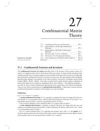 27 Chapter 27 Combinatorial Matrix Theory