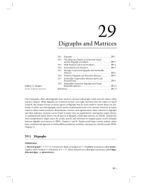 29 Chapter 29 Digraphs and Matrices