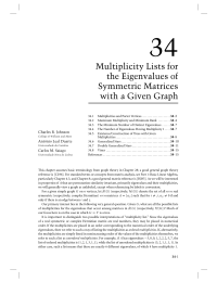 34 Chapter 34 Multiplicity Lists for the Eigenvalues of Symmetric Matrices with a Given Graph