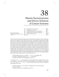 38 Chapter 38 Matrix Factorizations and Direct Solution of Linear Systems