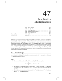 47 Chapter 47 Fast Matrix Multiplication