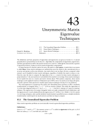 43 Chapter 43 Unsymmetric Matrix Eigenvalue Techniques