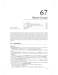 67 Chapter 67 Matrix Groups