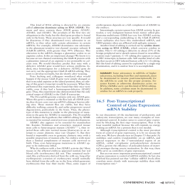 63 165 PostTranscriptional Control of Gene Expression mRNA Stability