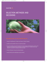 Selection Methods And decisions