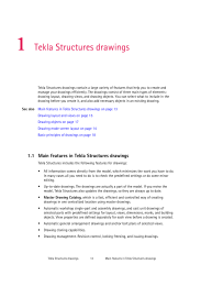 Main features in Tekla Structures drawings