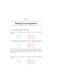 Solving Equations One Step