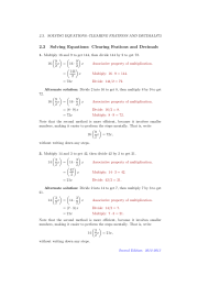 Solving Equations Clearing Frations and Decimals