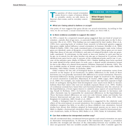 THINKING CRITICALLY What Shapes Sexual Orientation