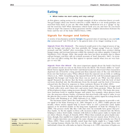 Signals for Hunger and Satiety