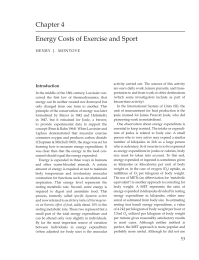 Energy Costs of Exercise and Sport