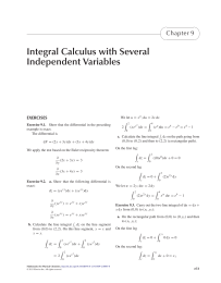 Integral Calculus with Several Independent Variables