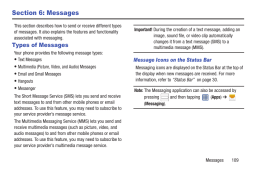 Galaxy S4. Types of Messages