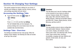 Galaxy S4. Settings Tabs  Overview