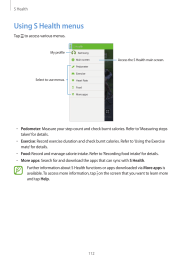 Galaxy-S5. Using S Health menus