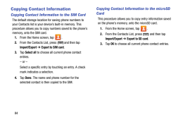 Samsung Galaxy Light. Copying Contact Information