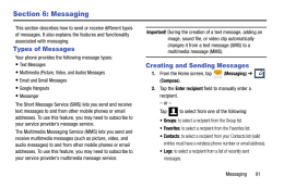 Samsung Galaxy Light. Creating and Sending Messages