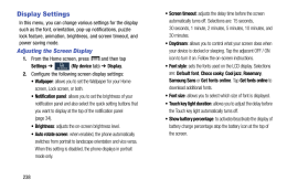 Samsung Galaxy Light. Display Settings