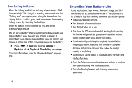 Samsung Galaxy Light. Extending Your Battery Life