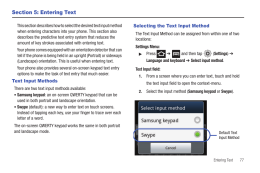 Samsung T769 Galaxy S Blaze. Selecting the Text Input Method