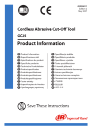 Product Information, Cordless Abrasive Cut