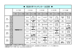筑波大学 キッチンカー 出店表