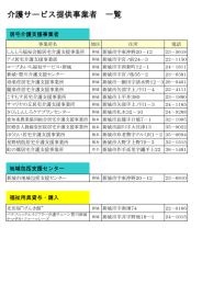 介護サービス提供事業者 一覧