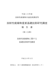 放射性廃棄物重要基礎技術研究調査