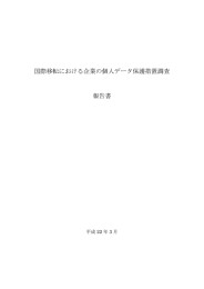 国際移転における企業の個人データ保護措置調査 報告書