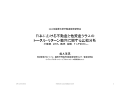 日本における不動産と他資産クラスの トータル・リターン動向