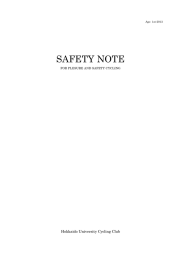 SAFETY NOTE - 北海道大学サイクリングクラブ