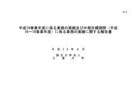 平成19事業年度に係る業務の実績及び中期目標期間