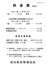 平成25年度射場料金表