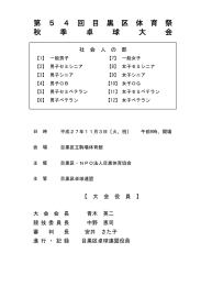 第 5 4 回 目 黒 区 体 育 祭 秋 季 卓 球 大 会