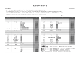 製品改廃のお知らせ