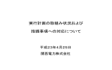 実行計画の取組み状況および 指摘事項への対応について