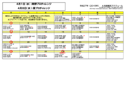 4月1日(水)：岡野プロチャレンジ 4月8日（水）：原プロ