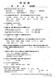 Page 1 年 月 日 お名前 本日はどうなさいましたか? ・具合が悪い ・検査