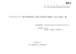 「「就学助成制度」に係る市民意見の募集」における意見一覧