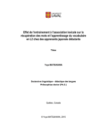 Effet de l`entrainement à l`association lexicale sur la récupération