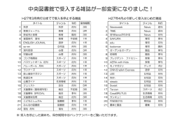 中央図書館で受入する雑誌が一部変更になりました！