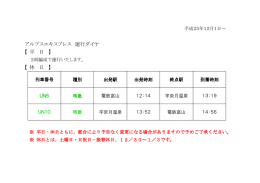 アルプスエキスプレス 運行ダイヤ 【 平 日 】 【 休 日 】