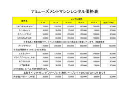 アミューズメントマシンレンタル価格表