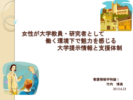 女性が大学教員・研究者として 働く環境下で魅力を感じる 大学提示情報