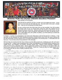 MESSAGE FROM THE CHICAGO OKINAWA KENJINKAI PRESIDENT